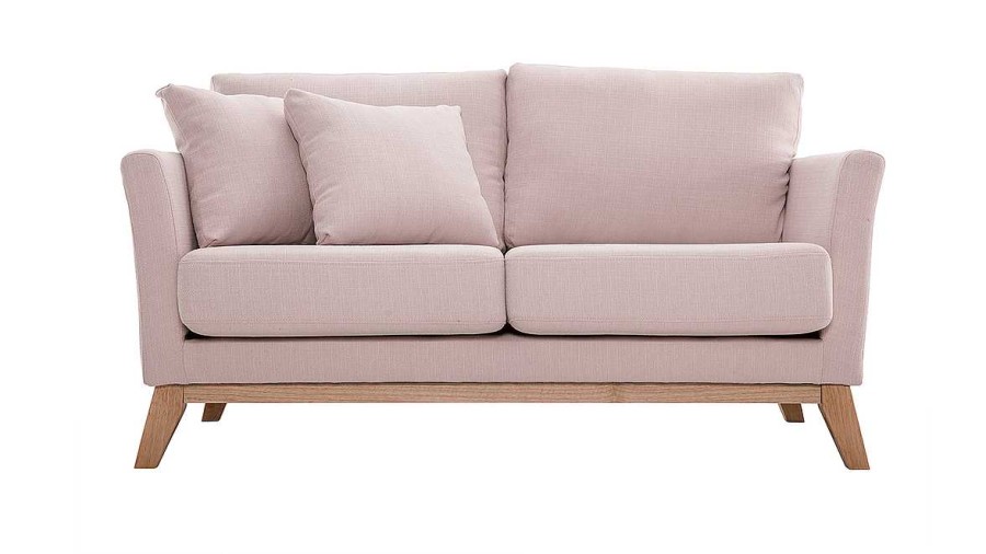 Canap & Fauteuil Miliboo Canap Design | Canap Scandinave D Houssable 2 Places En Tissu Rose Et Bois Clair Oslo