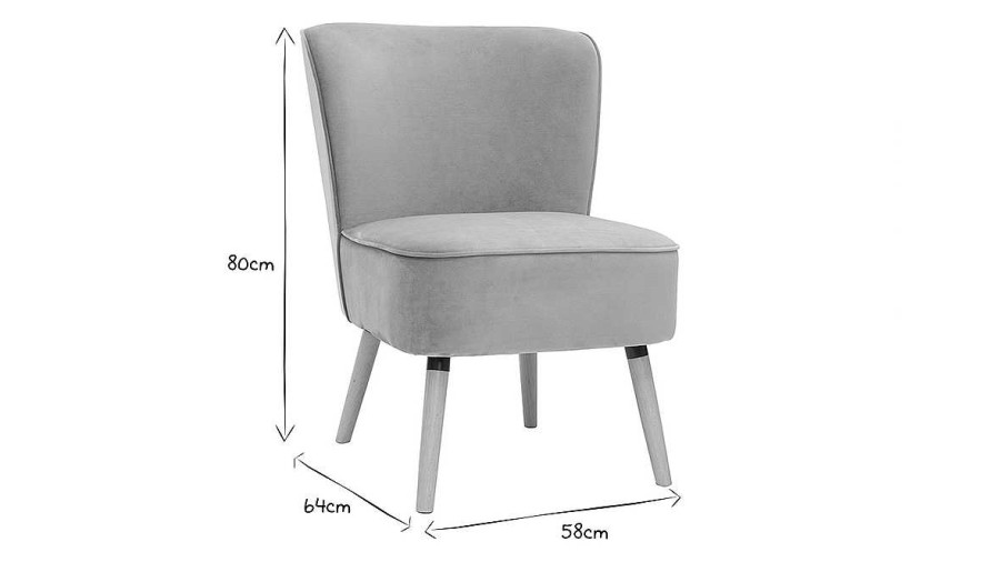 Canap & Fauteuil Miliboo Fauteuil Design | Fauteuil En Tissu Velours Gris Clair Et Bois Clair Kahlo