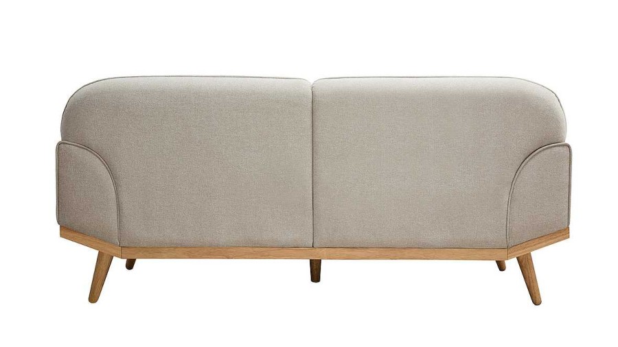 Canap & Fauteuil Miliboo Canap Design | Canap Scandinave 3 Places En Tissu Effet Velours Textur Beige Et Bois Clair Freema