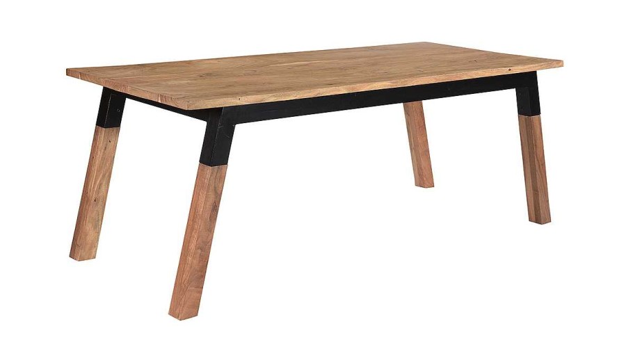 Table Miliboo Table Manger Fixe | Table Manger Rectangulaire En Bois Massif Et M Tal Noir L202 Cm Tivoli