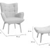 Canap & Fauteuil Miliboo Fauteuil Design | Fauteuil Avec Repose-Pieds Scandinave En Tissu Rose Poudr Et Bois Clair Bristol