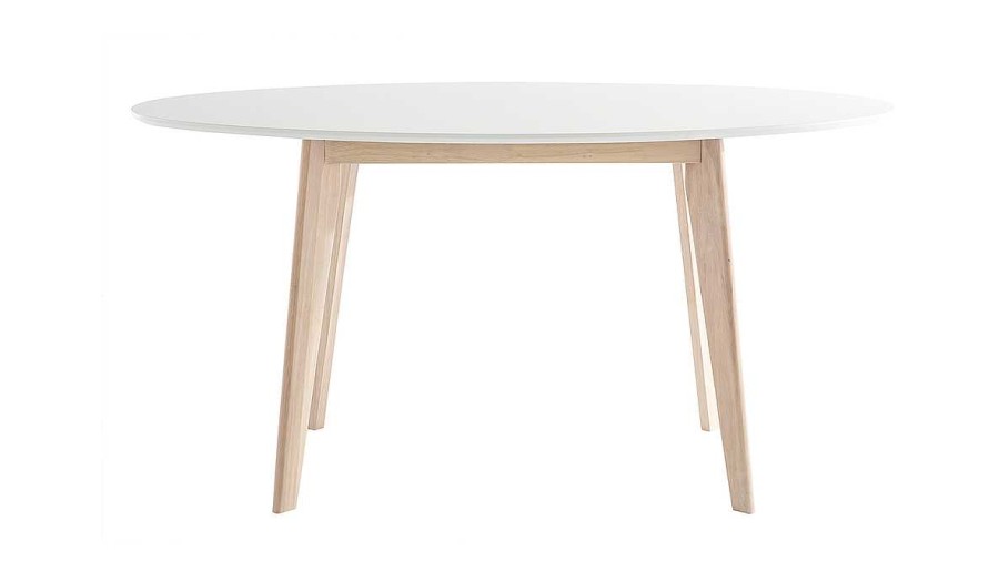 Table Miliboo Table Manger Fixe | Table Scandinave Ovale Blanche Et Bois Clair L150 Cm Leena