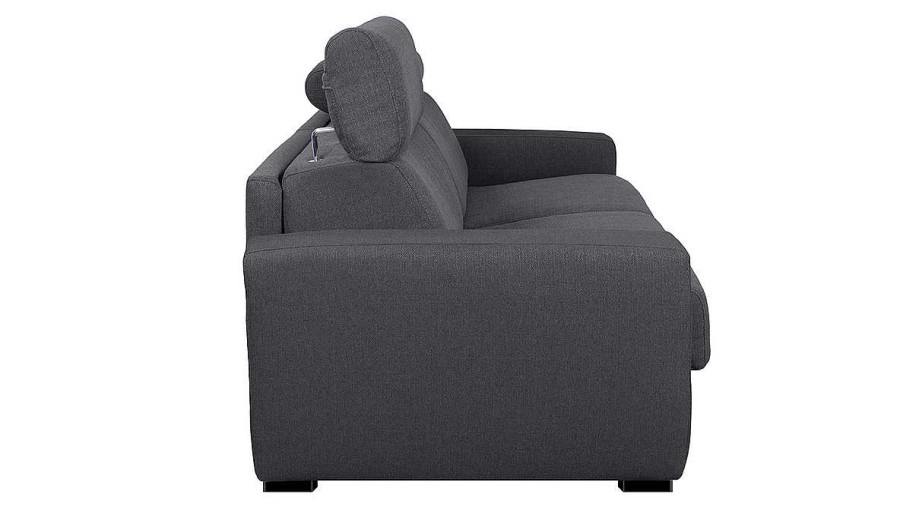 Canap & Fauteuil Miliboo Canap Convertible | Canap Convertible Avec T Ti Res Ajustables 3 Places En Tissu Effet Velours Gris Anthracite Avec Matelas 12 Cm Noro