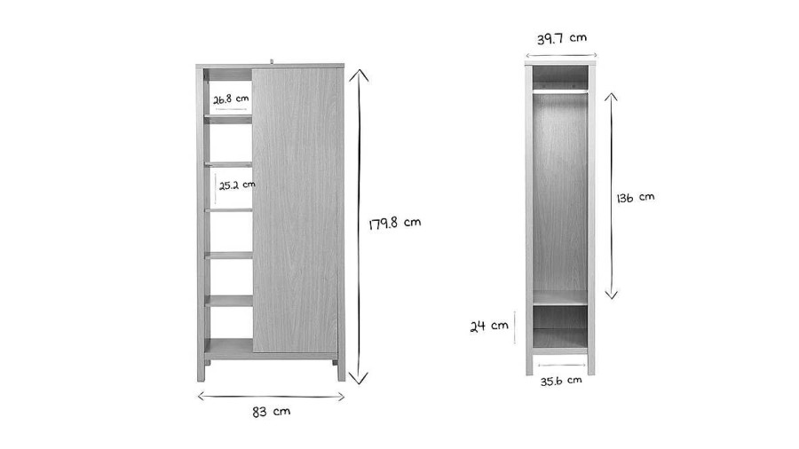 Chambre Miliboo | Armoire D'Entr E Avec Penderie Et Tag Res Finition Bois Ch Ne Clair L83 Cm Gumby