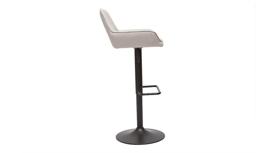 Chaise & Tabouret Miliboo Tabouret De Bar | Tabourets De Bar R Glables En Tissu Beige Et M Tal Noir (Lot De 2) Ronnie