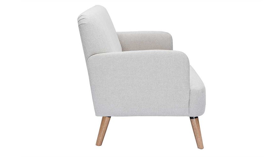 Canap & Fauteuil Miliboo Canap Design | Canap Scandinave 2 Places En Tissu Effet Velours Textur Beige Et Bois Clair Isko