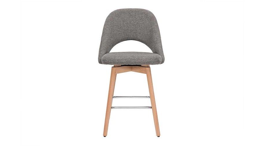 Chaise & Tabouret Miliboo Tabouret De Bar | Tabourets De Bar Scandinaves Tissu Effet Velours Textur Gris Et H V A Massif 65 Cm (Lot De 2) Cosette