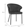 Chaise & Tabouret Miliboo Chaise Design | Chaise Design En Tissu Velours Gaufr Bleu Canard Et M Tal Noir Requiem