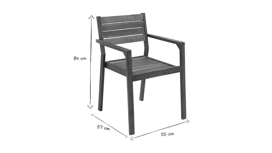 Jardin Miliboo | Fauteuils De Jardin Empilables En Bois Massif (Lot De 2) Canopee