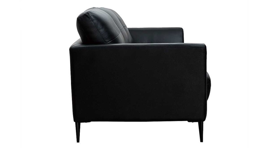 Canap & Fauteuil Miliboo Canap Cuir | Canap 3 Places Cuir Noir Et M Tal Noir Joplin