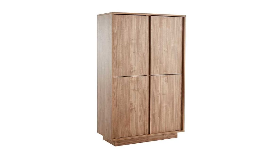 Rangement Miliboo | Buffet Haut Design Finition Bois Ch Ne 4 Portes L92 Cm Como