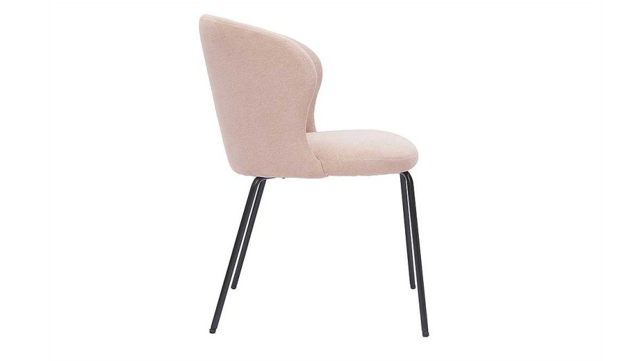 Chaise & Tabouret Miliboo Chaise Design | Chaise Design En Tissu Effet Velours Rose Poudr Et M Tal Noir Yda