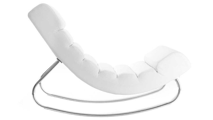 Canap & Fauteuil Miliboo Rocking Chair | Rocking Chair Design Blanc Et Acier Chrom Taylor