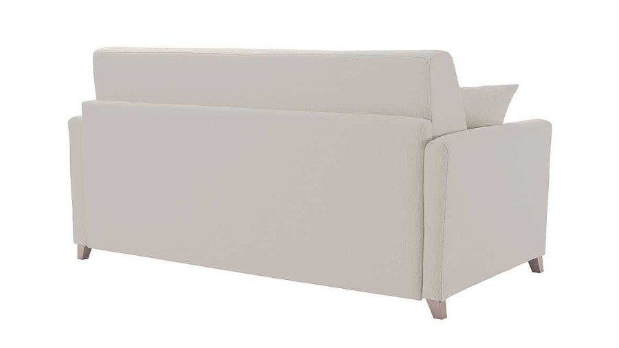 Canap & Fauteuil Miliboo Canap Convertible | Canap Convertible 3 Places En Tissu Beige Et Bois Clair Avec Matelas 18 Cm Skandy