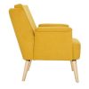 Canap & Fauteuil Miliboo Fauteuil Design | Fauteuil Scandinave En Tissu Effet Velours Jaune Moutarde Et Bois Clair Aeola