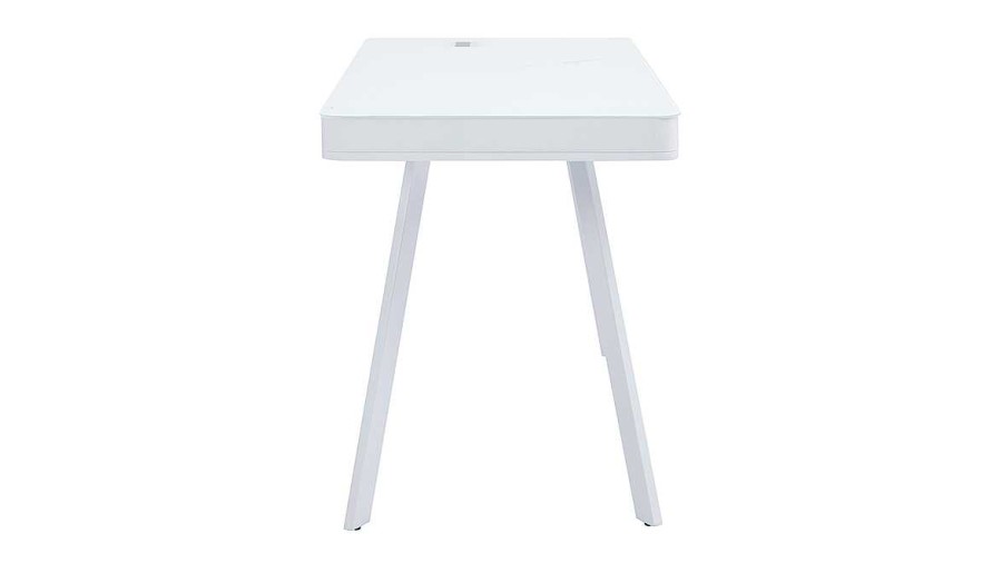 Bureau Miliboo Bureau Design | Bureau Connect Multim Dia Avec Tiroir En Verre Et M Tal Blanc L120 Cm Clever