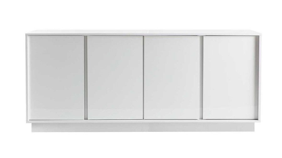 Rangement Miliboo | Buffet Design Finition Blanc Laqu Brillant 4 Portes L180 Cm Como