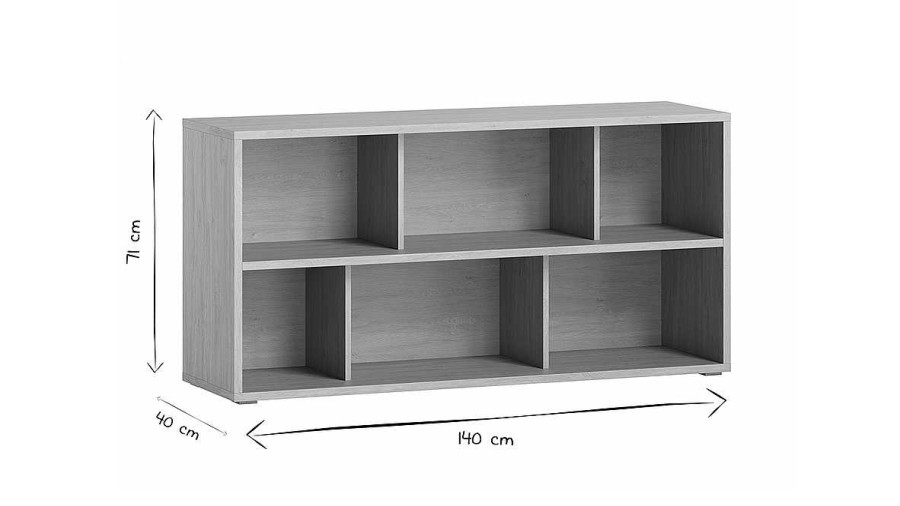 Bureau Miliboo | Biblioth Que Basse Finition Bois Clair Ch Ne L140 Cm Epure