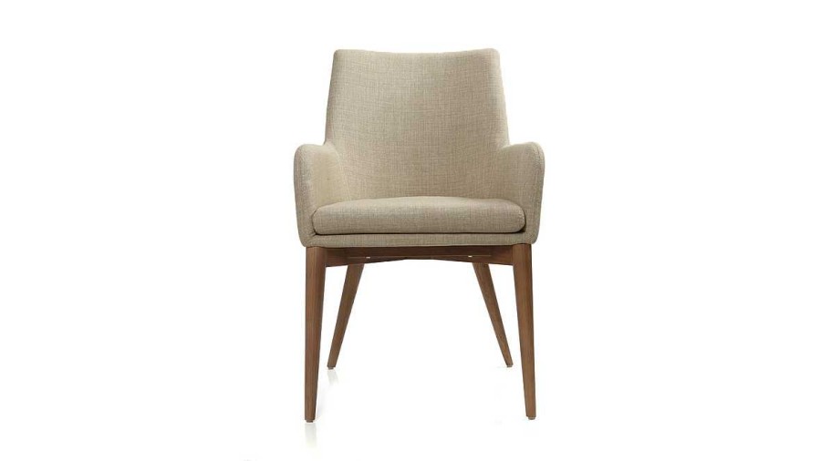 Canap & Fauteuil Miliboo Fauteuil Design | Chaises En Tissu Beige Et Bois Fonc (Lot De 2) Shana