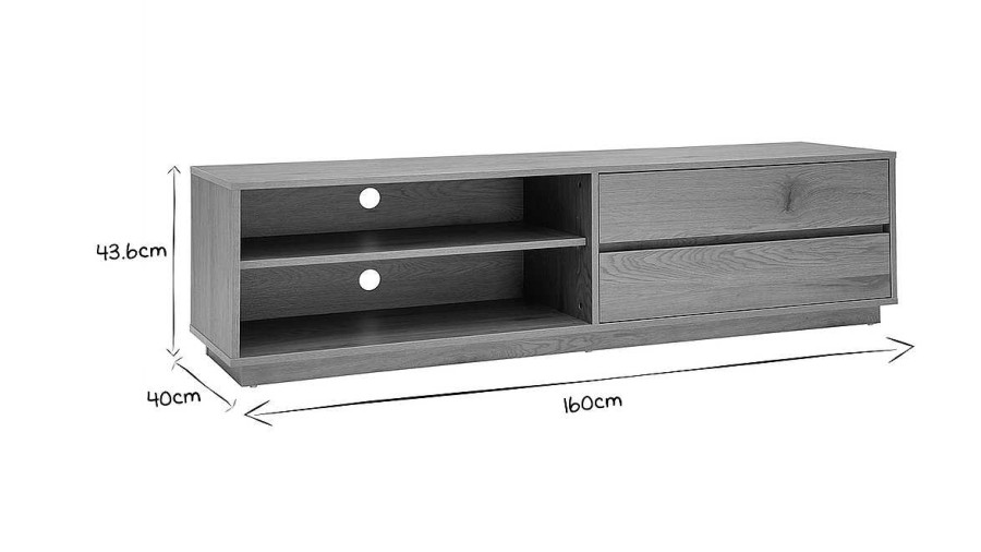 Rangement Miliboo Meuble Tv Design | Meuble Tv Finition Bois Clair Ch Ne 2 Tiroirs L160 Cm Madero