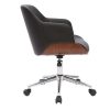 Chaise & Tabouret Miliboo | Chaise De Bureau Roulettes Design Noir, Bois Fonc Noyer Et Acier Chrom Sandro