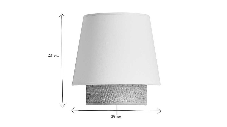 Luminaire Miliboo | Applique Murale Design En Coton Blanc Et Rabane Naturelle H25 Cm Jume