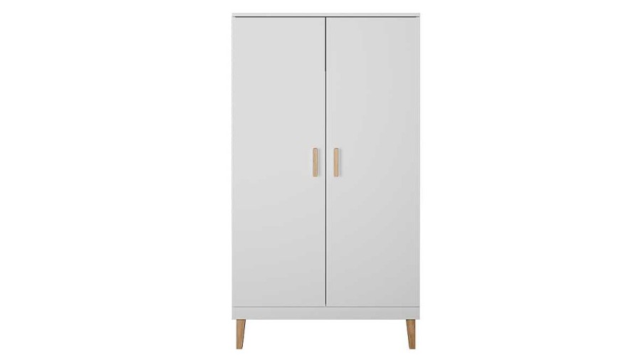 Chambre Miliboo | Armoire Scandinave Avec Penderie Et Tag Res Finition Blanc Mat Et Bois Clair L100 Cm Elias