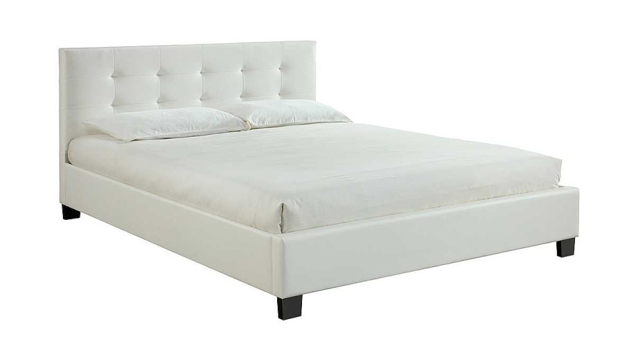 Chambre Miliboo | Lit 2 Places 160X200 Cm Blanc Capitonn Marquise