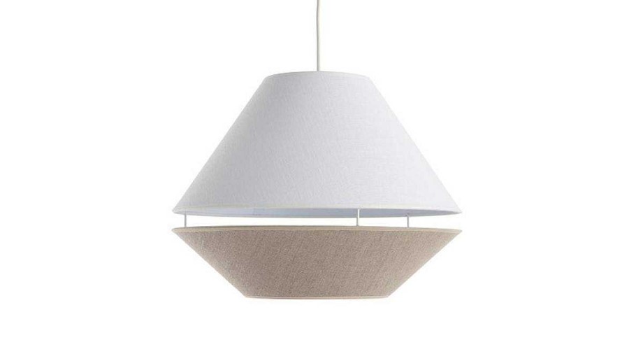 Luminaire Miliboo | Suspension Design Lin Naturel Et Blanc D33 Cm Kuppel