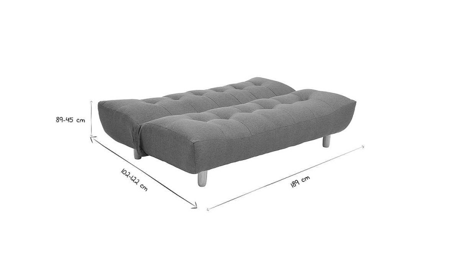 Canap & Fauteuil Miliboo Canap Convertible | Canap Convertible Scandinave 3 Places En Tissu Gris Fonc Et Bois Clair Yumi