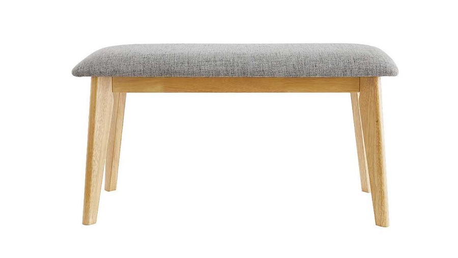 Chaise & Tabouret Miliboo Banc | Banc Scandinave En Tissu Gris Clair Et Bois Clair L92 Cm Elion