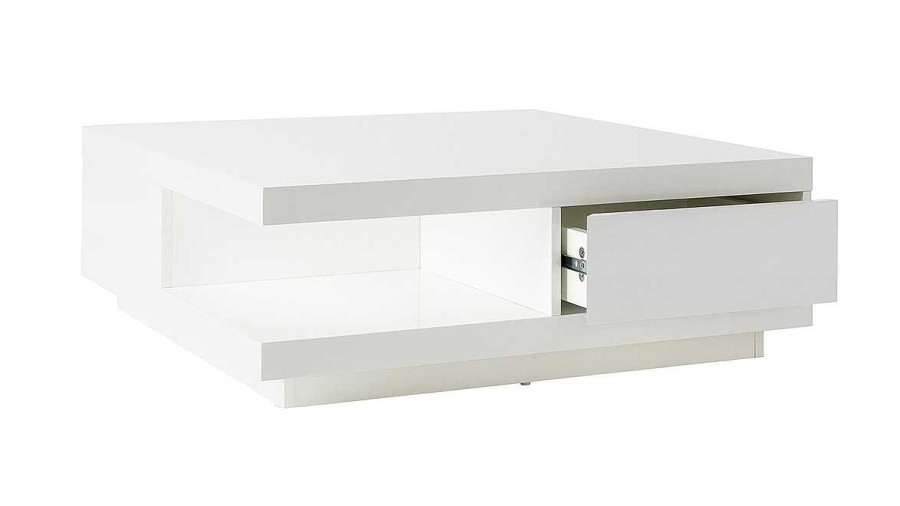 Table Miliboo | Table Basse Carr E Avec Rangements 2 Tiroirs Design Blanc Laqu E L85 Cm Kary