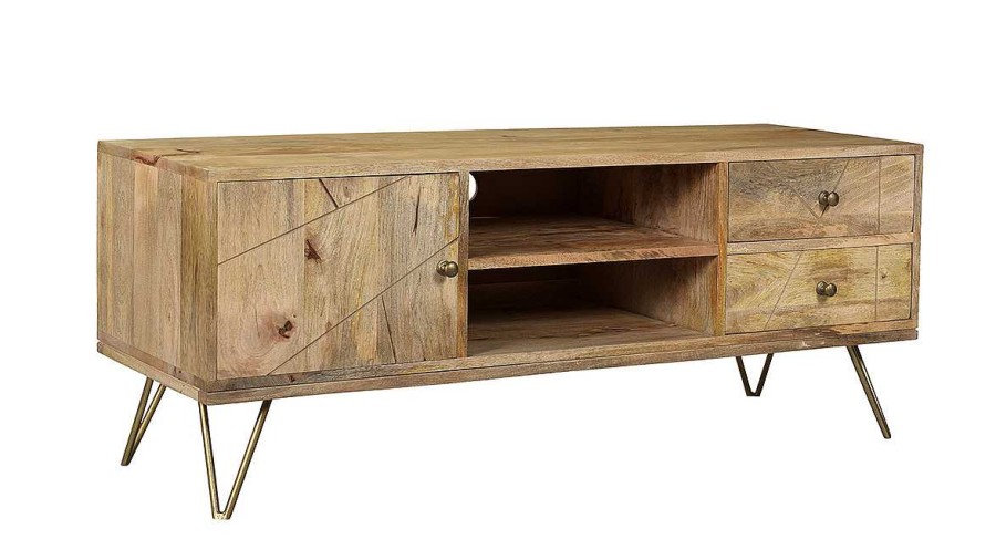 Rangement Miliboo Meuble Tv Design | Meuble Tv Grav En Bois Manguier Massif Et M Tal L130 Linium