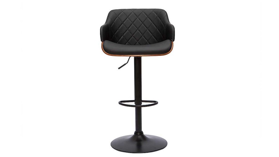 Chaise & Tabouret Miliboo Tabouret De Bar | Tabouret De Bar Design R Glable Noir Et Bois Fonc Lucien