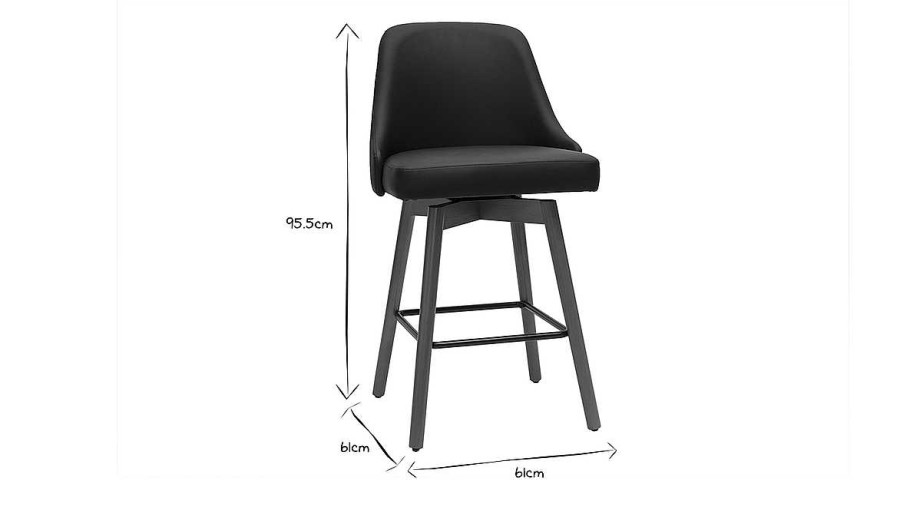 Chaise & Tabouret Miliboo Tabouret De Bar | Tabourets De Bar Design Noir Et Noyer H65 (Lot De 2) Hasta