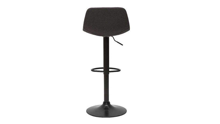 Chaise & Tabouret Miliboo Tabouret De Bar | Tabourets De Bar Relevables Tissu Gris Anthracite Et M Tal Noir (Lot De 2) Nonie