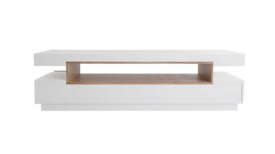 Rangement Miliboo Meuble Tv Design | Meuble Tv Design Blanc Et Bois L200 Cm Livo