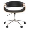 Chaise & Tabouret Miliboo | Chaise De Bureau Roulettes Design Noir, Bois Clair Et Acier Chrom Aramis