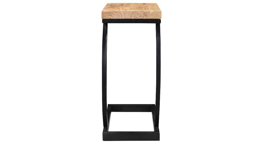 Table Miliboo | Table D'Appoint Design Rectangulaire En Bois Massif Et M Tal Noir L45 Cm Break