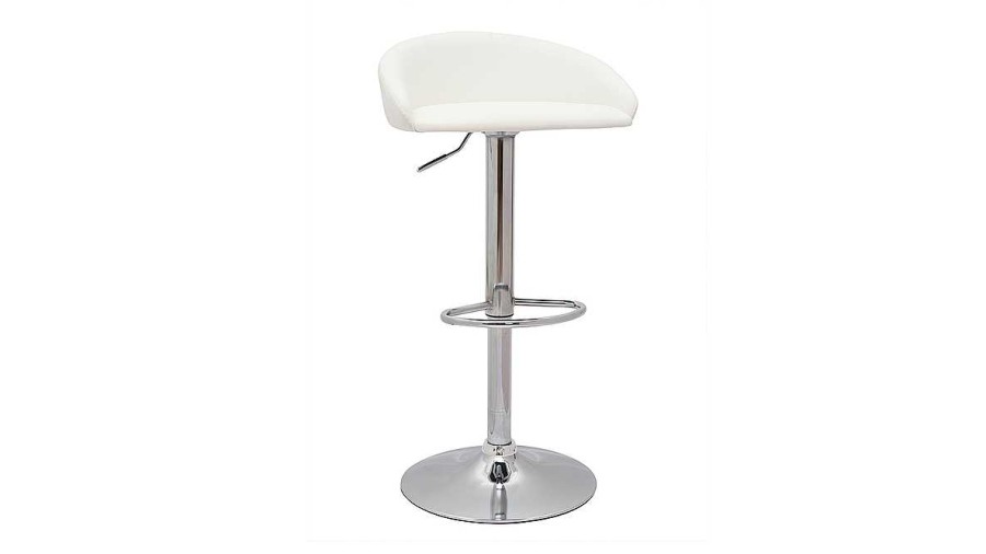 Chaise & Tabouret Miliboo Tabouret De Bar | Tabourets De Bar Design Relevables Blanc Et Acier Chrom (Lot De 2) Reynold