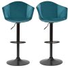 Chaise & Tabouret Miliboo Tabouret De Bar | Tabourets De Bar R Glables Pivotants 360° En Velours Bleu P Trole Et M Tal (Lot De 2) Taya