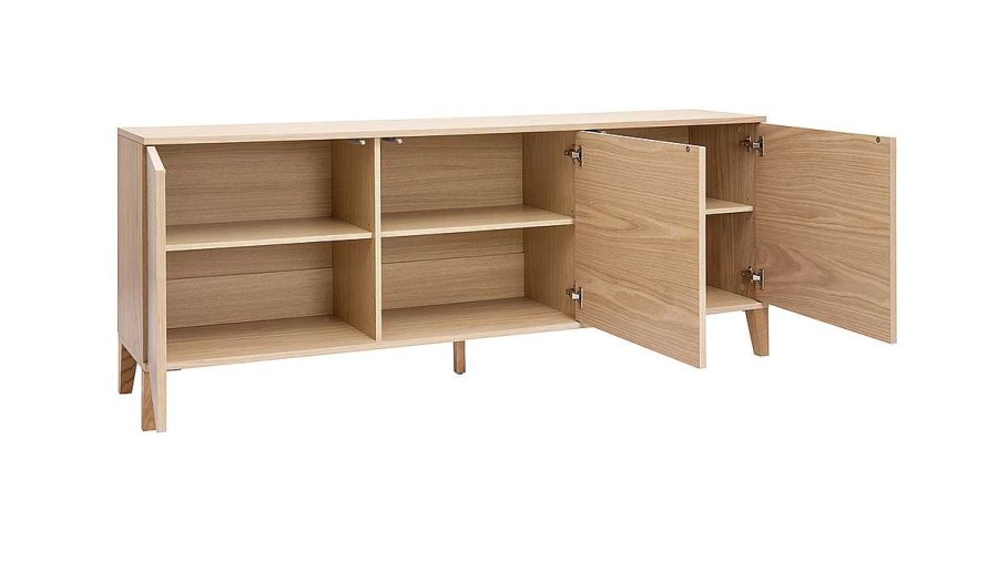 Rangement Miliboo | Buffet Scandinave En Bois Clair Ch Ne 3 Portes L180 Cm Freddy