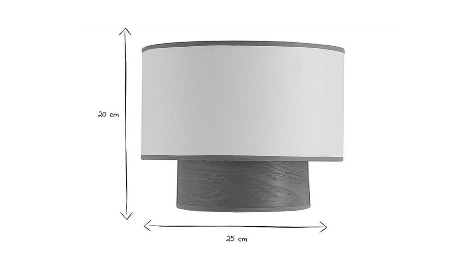 Luminaire Miliboo | Applique Murale Bi-Mati Re En Coton Blanc Cass Et Feuille D'Acajou H20 Cm Solar