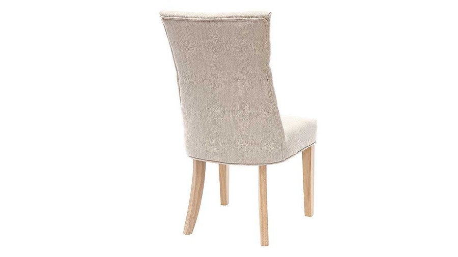 Chaise & Tabouret Miliboo Chaise Design | Chaise Classique En Tissu Lin Naturel Et Bois Clair Massif Voltaire