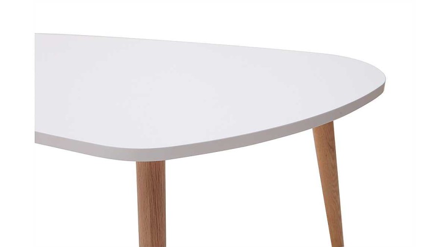 Table Miliboo | Tables Basses Gigognes Scandinaves Blanc Et Bois Clair Ch Ne Massif (Lot De 2) Artik