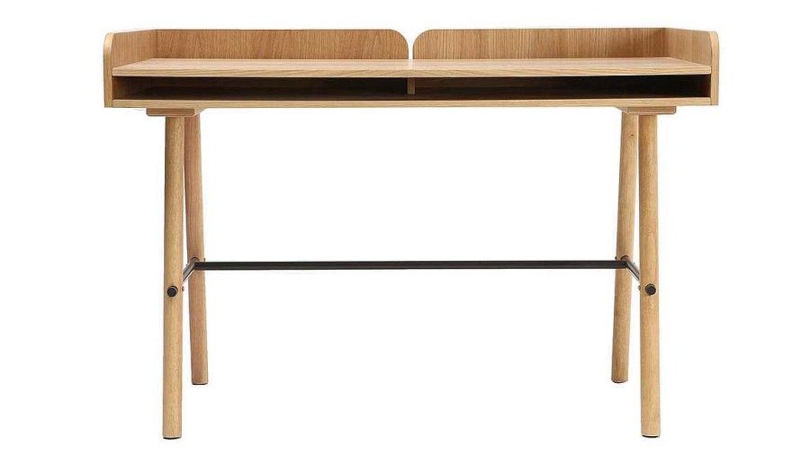 Bureau Miliboo Bureau Design | Bureau Avec Rangements Scandinave Bois Clair Et M Tal Noir L123 Cm Japansk