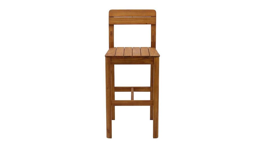 Chaise & Tabouret Miliboo Tabouret De Bar | Tabourets De Bar De Jardin En Bois Massif H80 Cm (Lot De 2) Akis